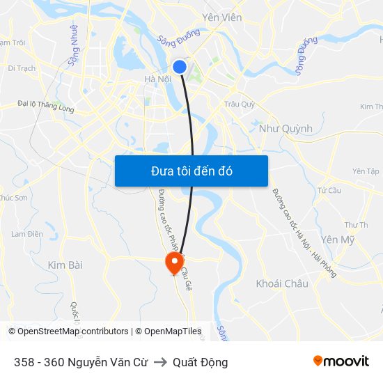 358 - 360 Nguyễn Văn Cừ to Quất Động map