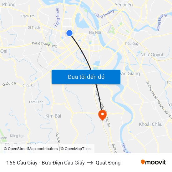 165 Cầu Giấy - Bưu Điện Cầu Giấy to Quất Động map