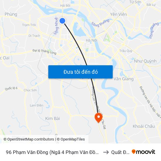 96 Phạm Văn Đồng (Ngã 4 Phạm Văn Đồng - Xuân Đỉnh) to Quất Động map