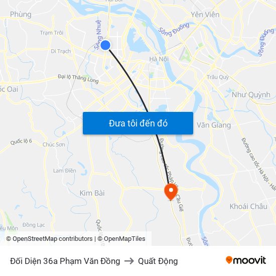 Đối Diện 36a Phạm Văn Đồng to Quất Động map