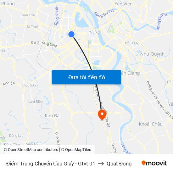 Điểm Trung Chuyển Cầu Giấy - Gtvt 01 to Quất Động map