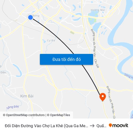 Đối Diện Đường Vào Chợ La Khê (Qua Ga Metro La Khê) - 405 Quang Trung (Hà Đông) to Quất Động map