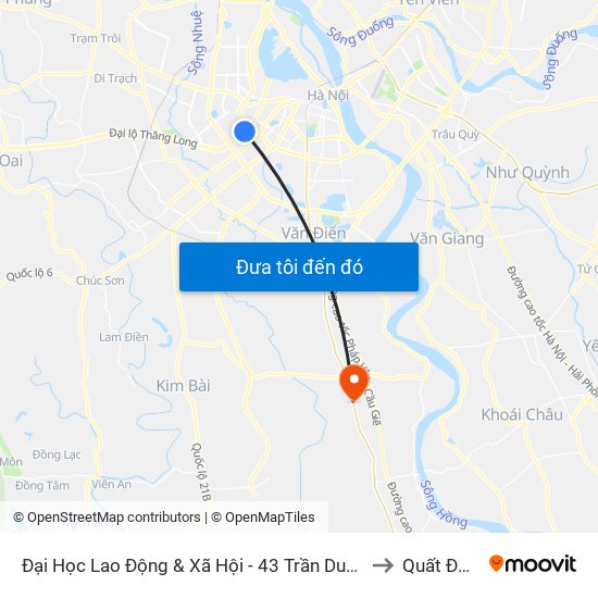 Đại Học Lao Động & Xã Hội - 43 Trần Duy Hưng to Quất Động map