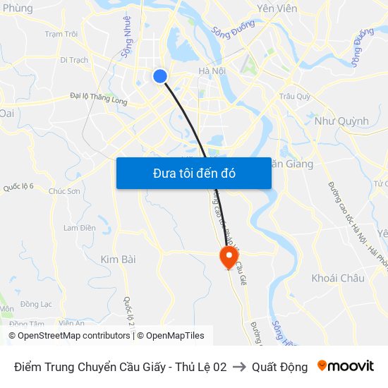 Điểm Trung Chuyển Cầu Giấy - Thủ Lệ 02 to Quất Động map