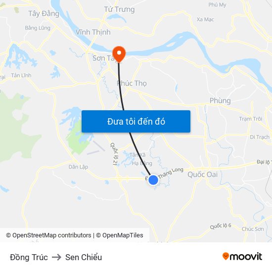 Đồng Trúc to Sen Chiểu map