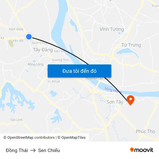 Đồng Thái to Sen Chiểu map