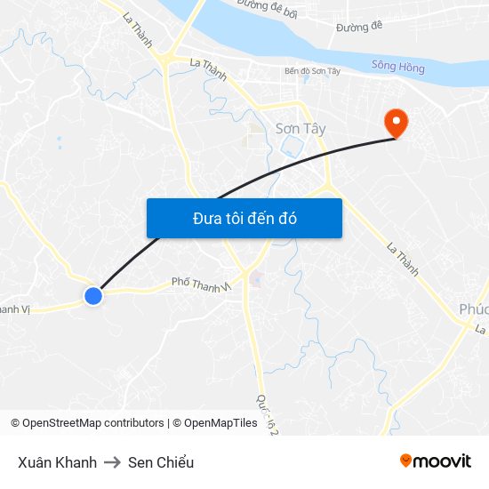 Xuân Khanh to Sen Chiểu map