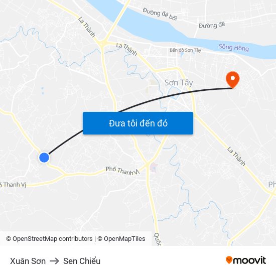 Xuân Sơn to Sen Chiểu map