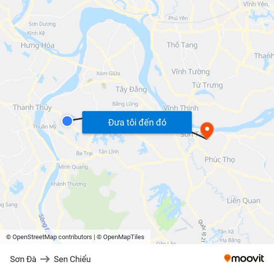 Sơn Đà to Sen Chiểu map