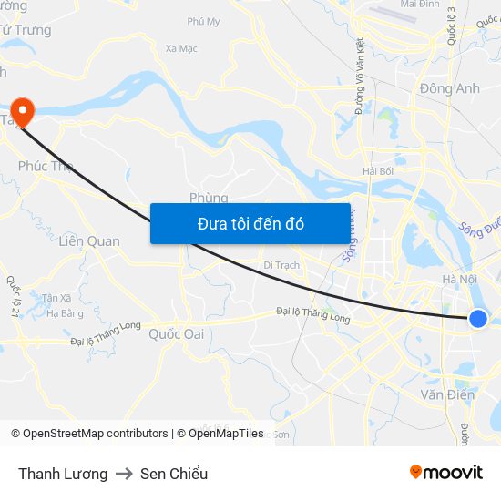 Thanh Lương to Sen Chiểu map