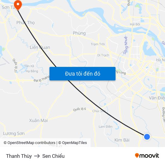 Thanh Thùy to Sen Chiểu map