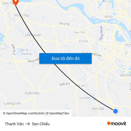 Thanh Văn to Sen Chiểu map