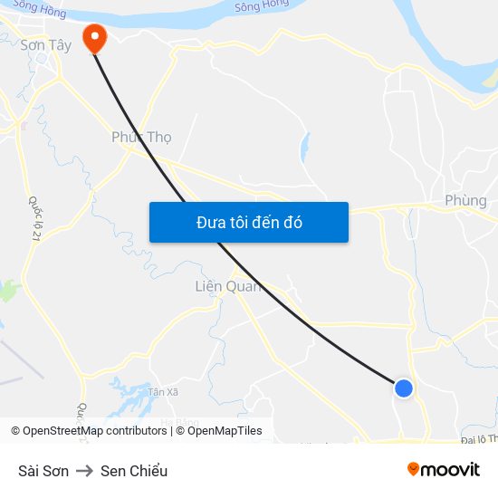 Sài Sơn to Sen Chiểu map