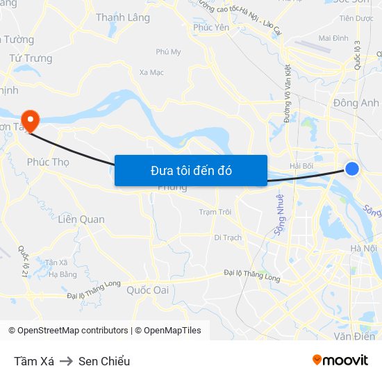 Tầm Xá to Sen Chiểu map