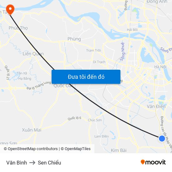 Văn Bình to Sen Chiểu map