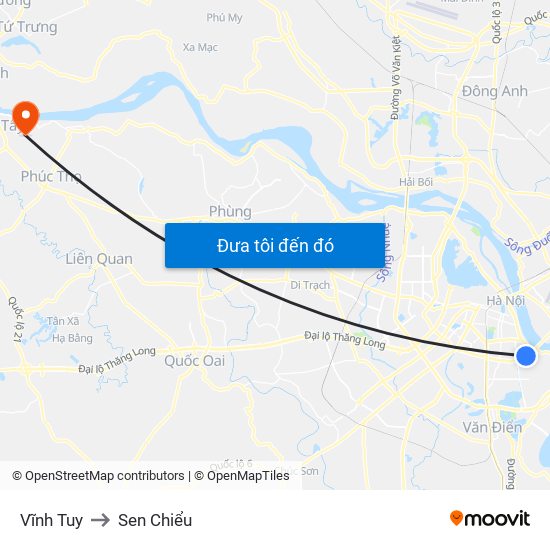 Vĩnh Tuy to Sen Chiểu map