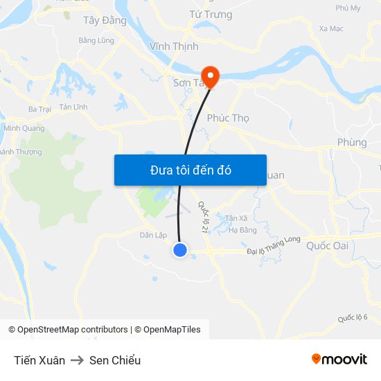 Tiến Xuân to Sen Chiểu map