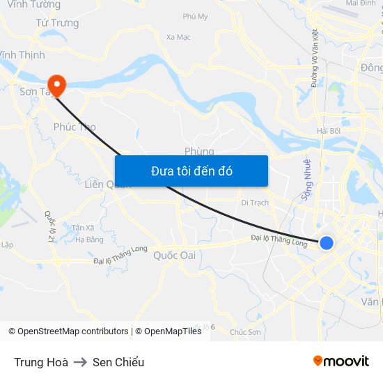 Trung Hoà to Sen Chiểu map