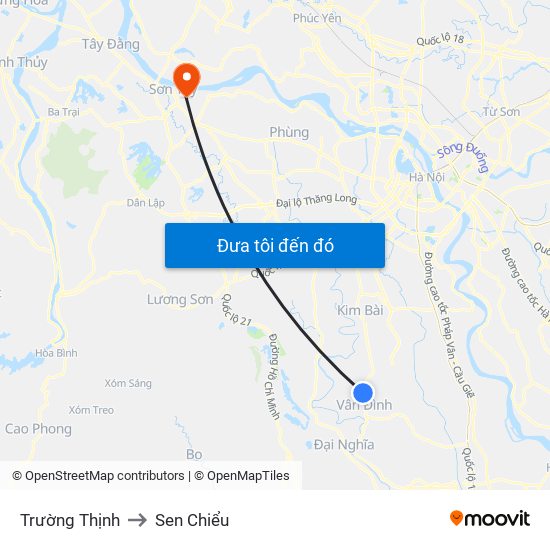 Trường Thịnh to Sen Chiểu map