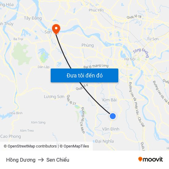 Hồng Dương to Sen Chiểu map