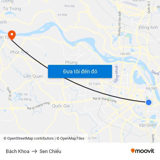 Bách Khoa to Sen Chiểu map