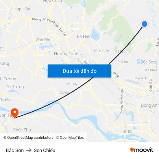 Bắc Sơn to Sen Chiểu map