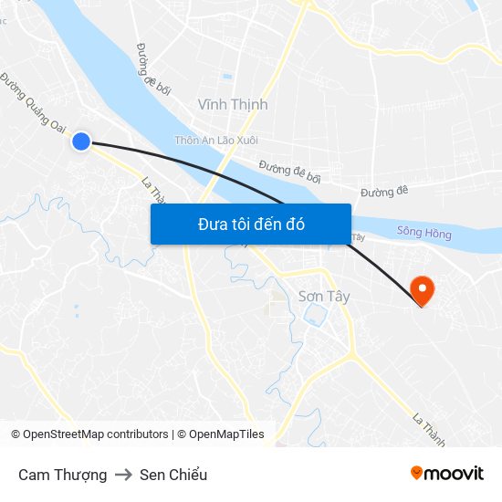 Cam Thượng to Sen Chiểu map