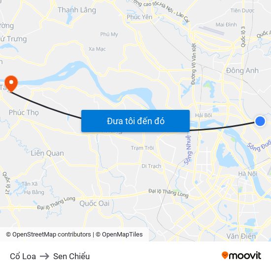 Cổ Loa to Sen Chiểu map