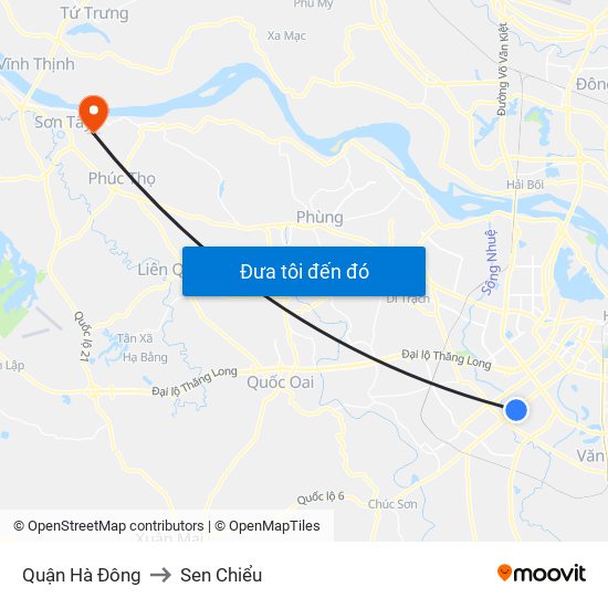 Quận Hà Đông to Sen Chiểu map