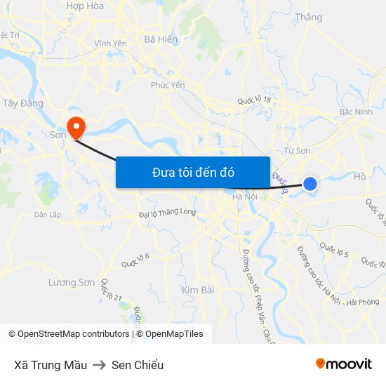 Xã Trung Mầu to Sen Chiểu map