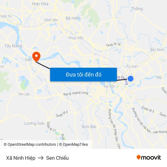 Xã Ninh Hiệp to Sen Chiểu map