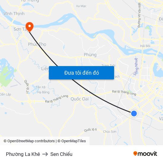 Phường La Khê to Sen Chiểu map