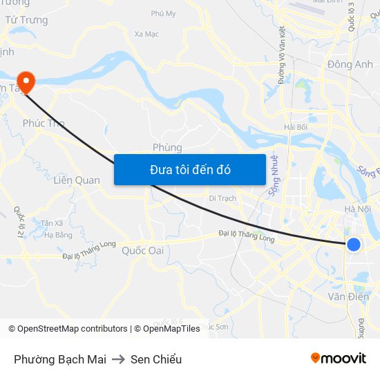 Phường Bạch Mai to Sen Chiểu map