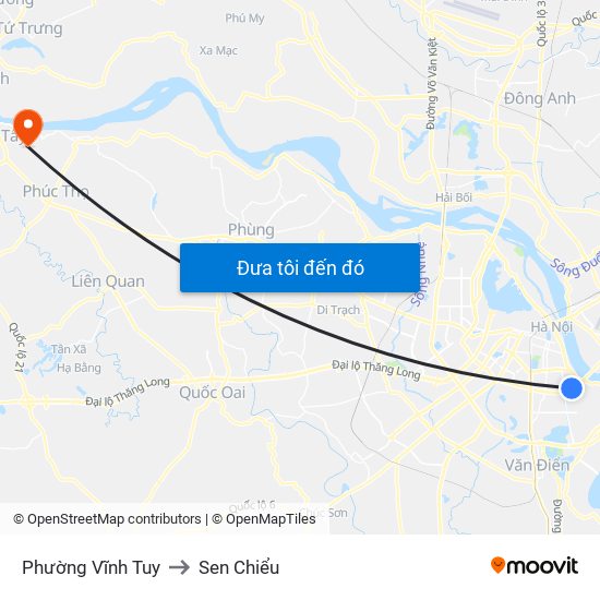 Phường Vĩnh Tuy to Sen Chiểu map