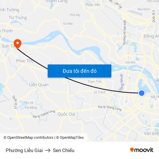 Phường Liễu Giai to Sen Chiểu map