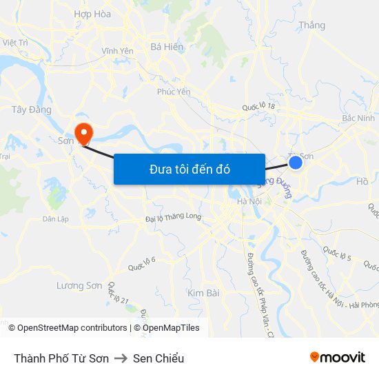 Thành Phố Từ Sơn to Sen Chiểu map
