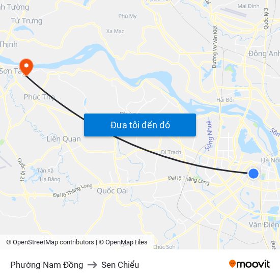 Phường Nam Đồng to Sen Chiểu map