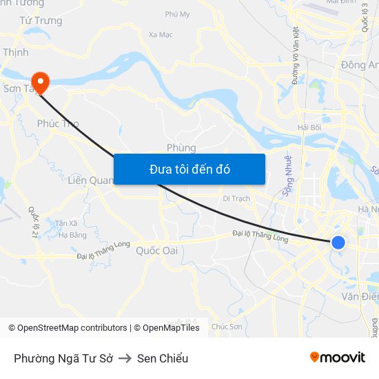 Phường Ngã Tư Sở to Sen Chiểu map