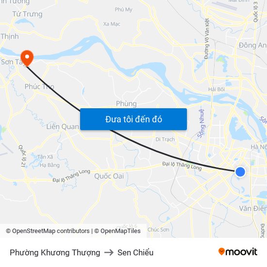 Phường Khương Thượng to Sen Chiểu map