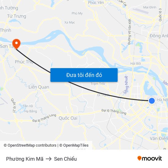 Phường Kim Mã to Sen Chiểu map
