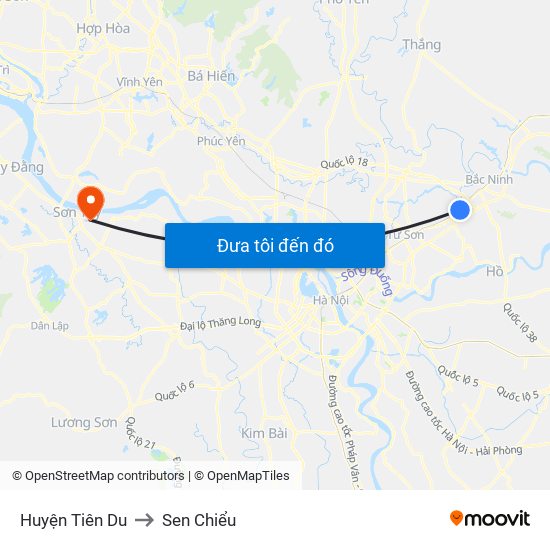 Huyện Tiên Du to Sen Chiểu map