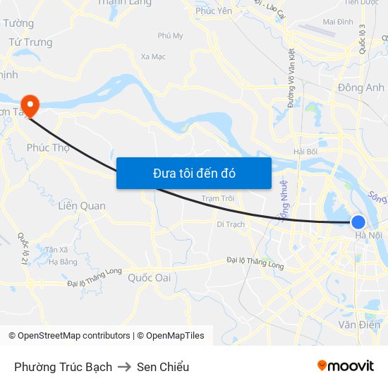 Phường Trúc Bạch to Sen Chiểu map