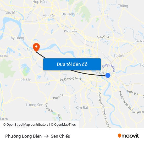 Phường Long Biên to Sen Chiểu map