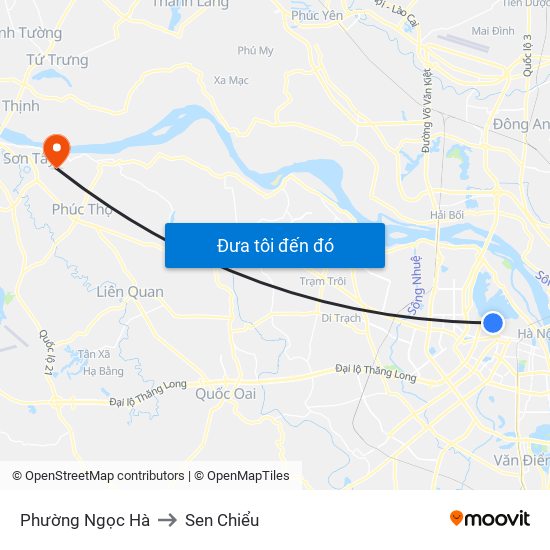 Phường Ngọc Hà to Sen Chiểu map