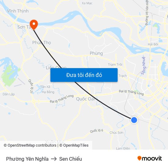 Phường Yên Nghĩa to Sen Chiểu map