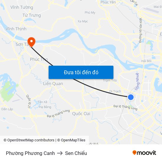 Phường Phương Canh to Sen Chiểu map