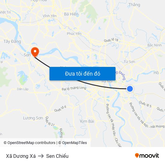 Xã Dương Xá to Sen Chiểu map