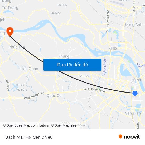 Bạch Mai to Sen Chiểu map