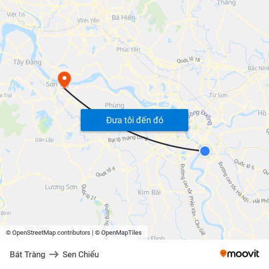 Bát Tràng to Sen Chiểu map