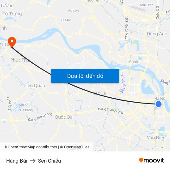 Hàng Bài to Sen Chiểu map